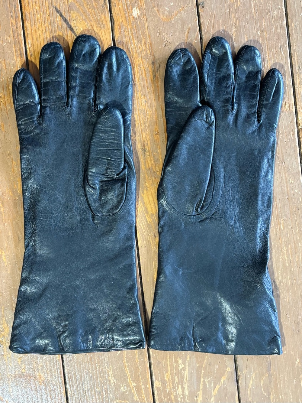 Gimbals Italian Black Leather Dress Gloves - Classic Lined Formal Long Gloves